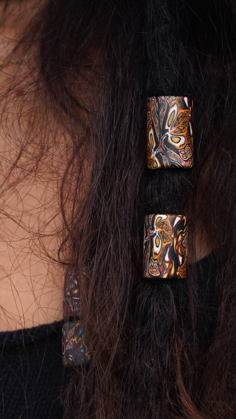 Dreadschmuck Set Perle Dreadlockperlen Schmuck Haarperlen Rasta Perlen Boho Dreads Geschenk Dreadhead Hippie Dreadlockschmuck Natur von ImoriTears