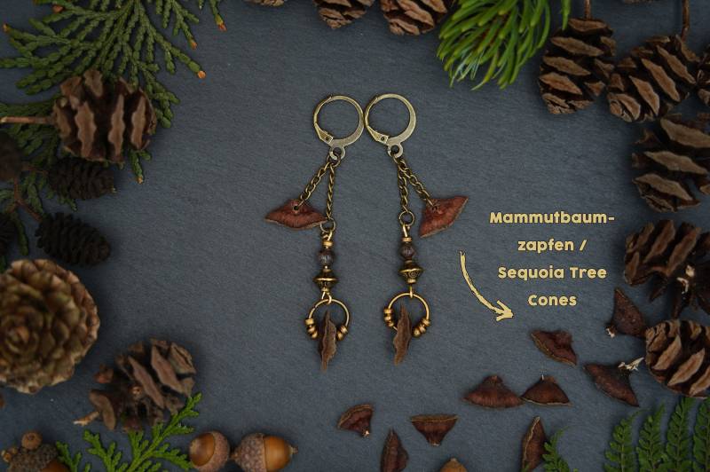 Ketten Ohrringe Mammutbaumzapfen Steampunk Statement Boho Hängeohrringe Schmuck Festival Naturschmuck Holzschmuck von ImoriTears