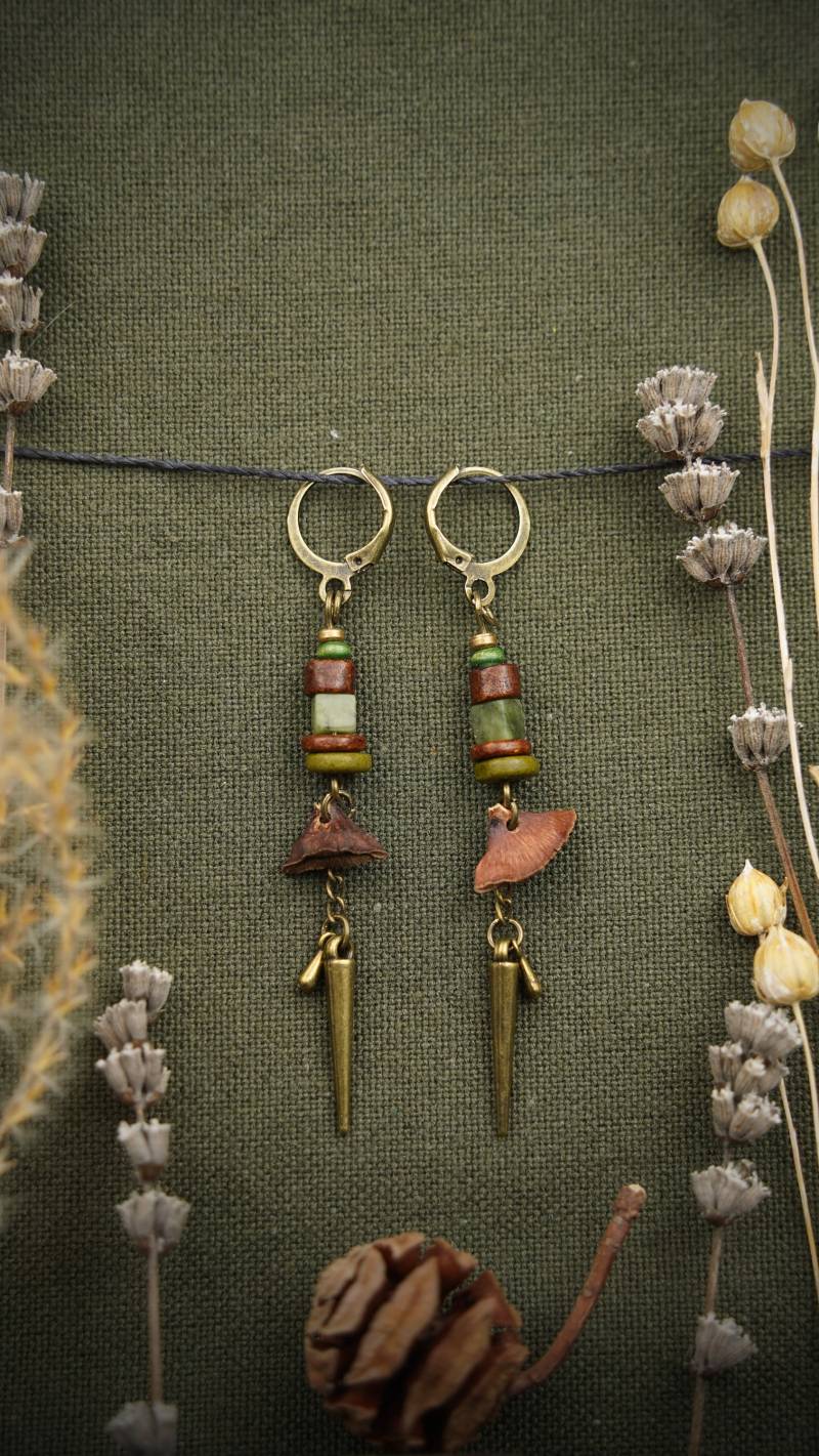 Ketten Ohrringe Mammutbaumzapfen Steampunk Statement Boho Hängeohrringe Schmuck Festival Naturschmuck Holzschmuck von ImoriTears