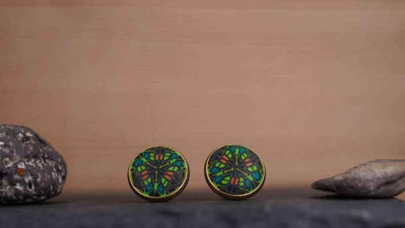 Ohrstecker Set Handmade 8mm/12mm Cabochon Ohrringe Geschenk Hippie Schmuck Boho Minimalistisch Ohrschmuck Geometrisch von ImoriTears