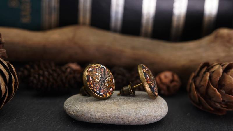 Ohrstecker Set Handmade Cabochon Ohrringe Geschenk Hippie Schmuck Boho Minimalistisch Ohrschmuck Geometrisch von ImoriTears