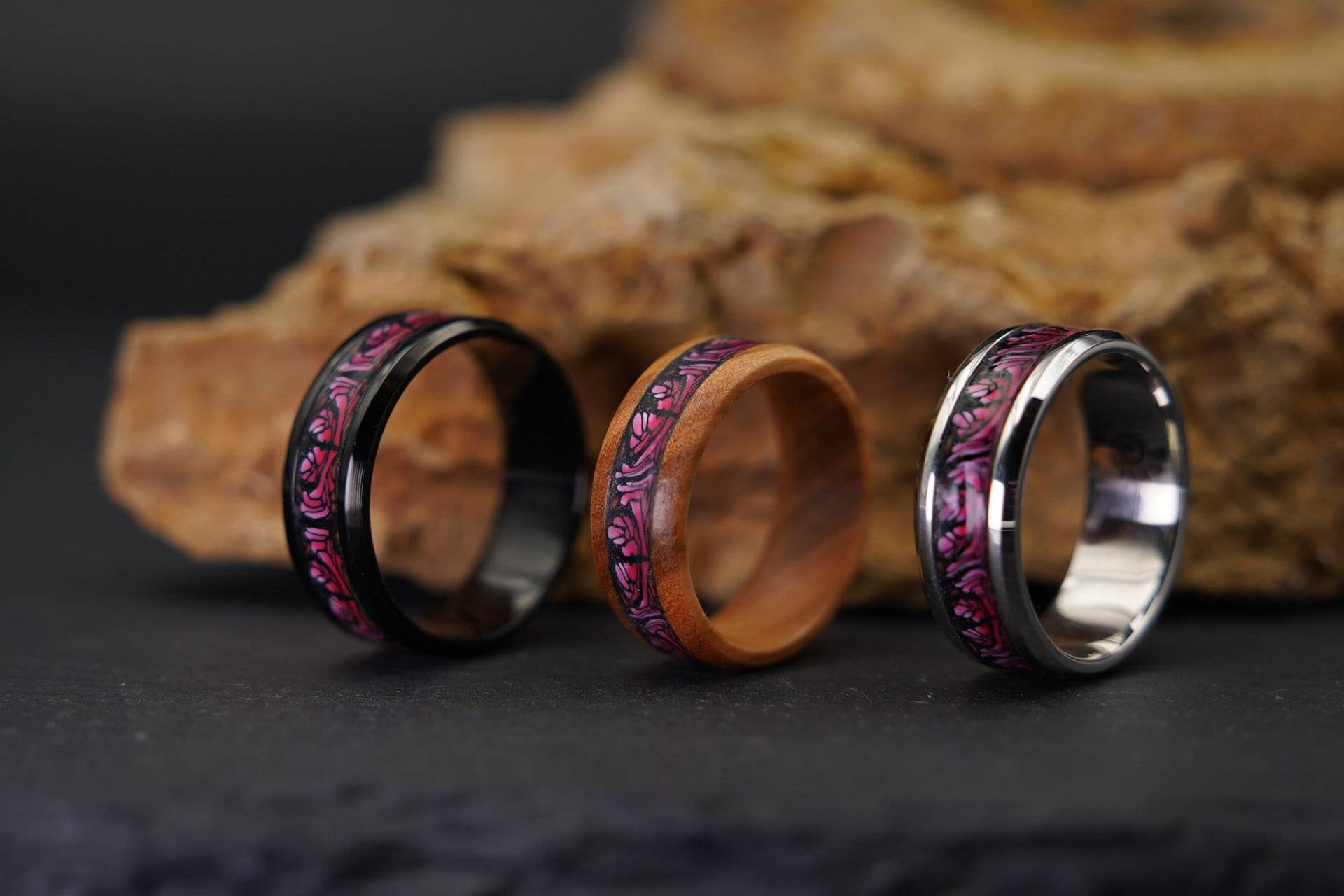 Olivenholz Ring Edelstahl Geschenk Schmuck Boho Hippie Leicht Holz Holzschmuck Für Männer Silber von ImoriTears