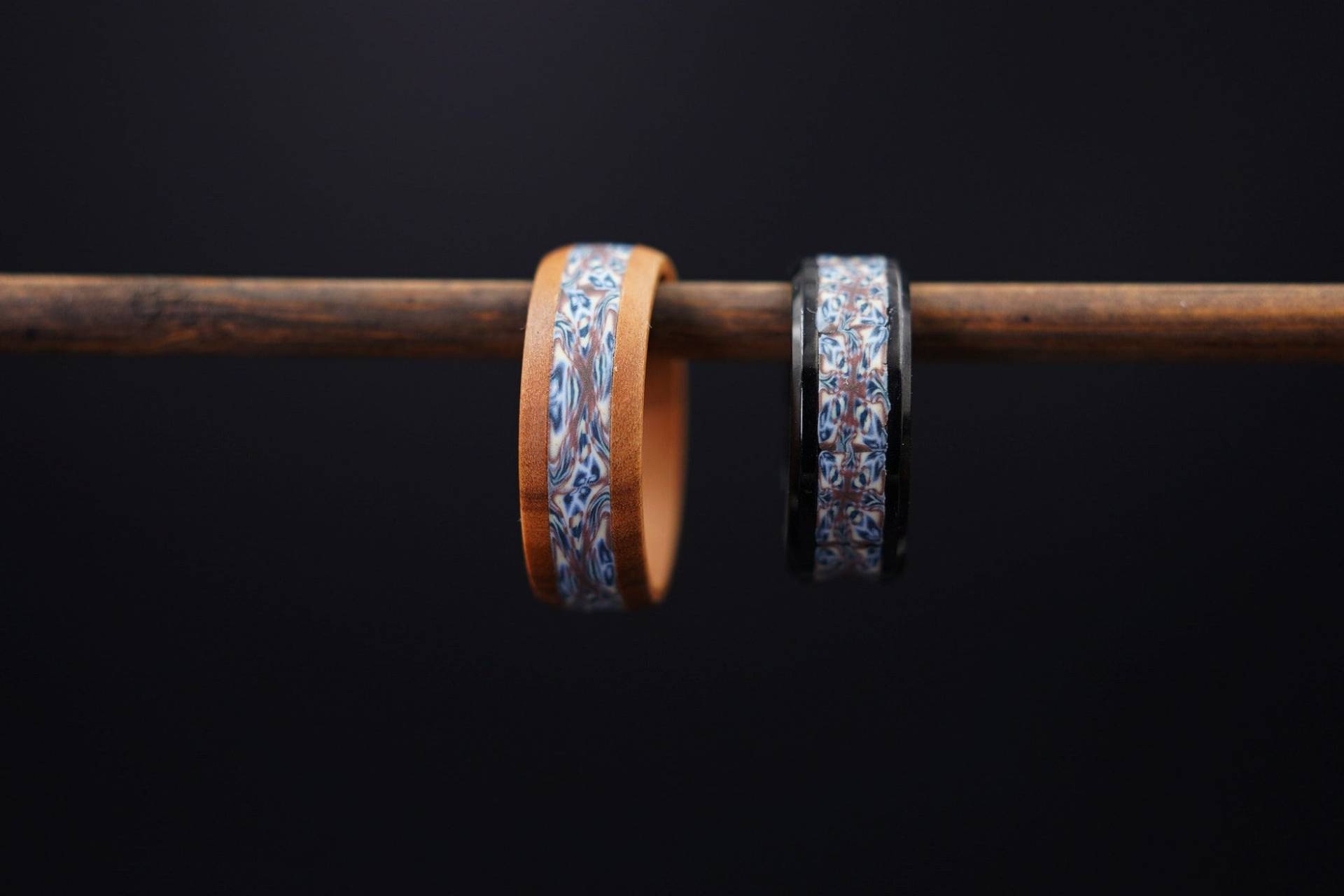 Olivenholz Ring Verlobung Geschenk Stahl Schmuck Boho Hippie Holz Verlobungsring Holzschmuck Für Männer von ImoriTears