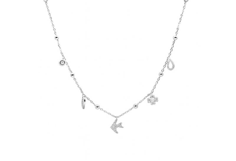 Impala Charm-Kette Charm-Halskette 925 Silber rhodiniert mit Zirkonia – 42+3 cm von Impala