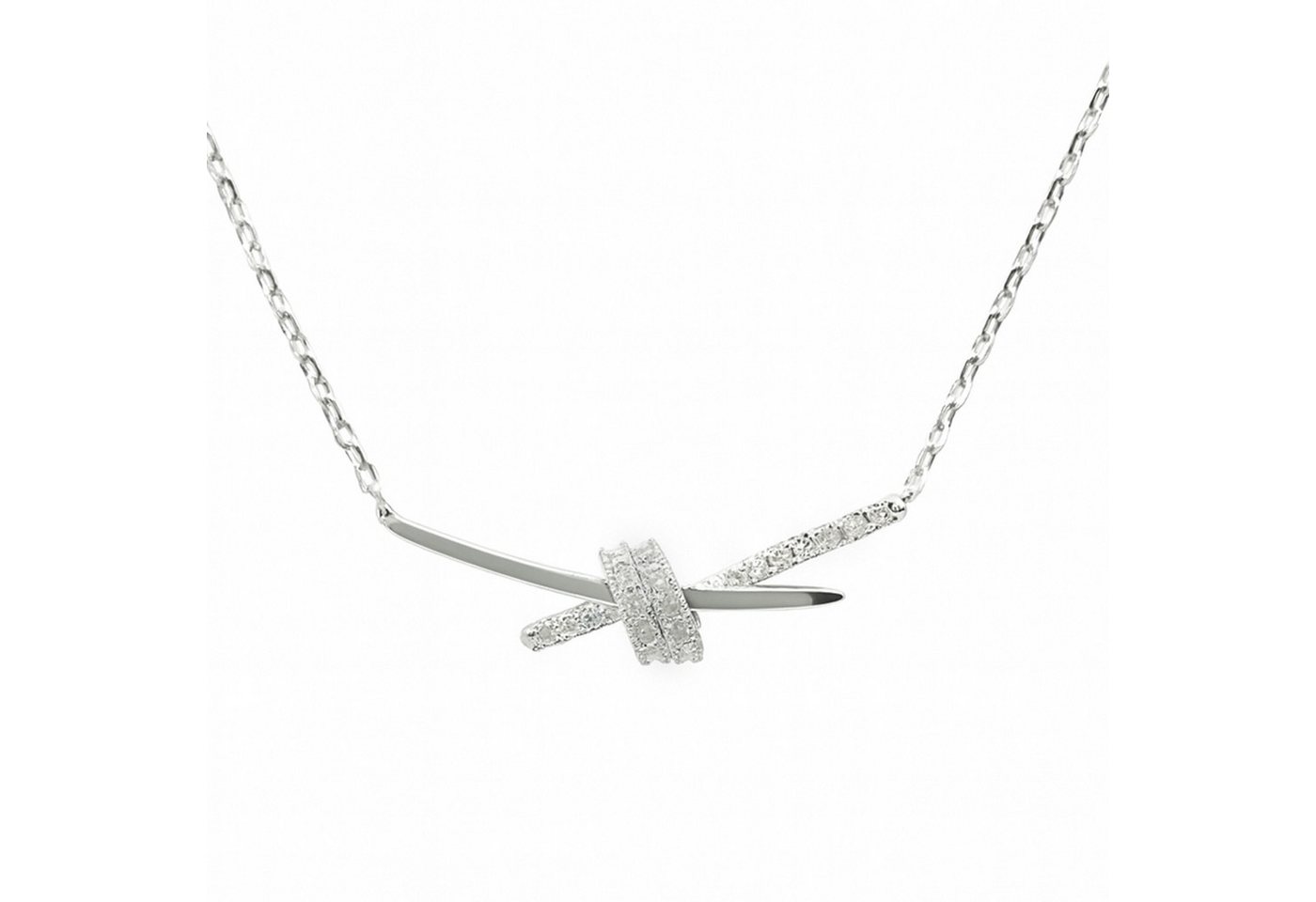 Impala Collierkettchen Halskette „Tessa“ 925 Silber rhodiniert – Zirkonia-Knoten, 42+3 cm von Impala