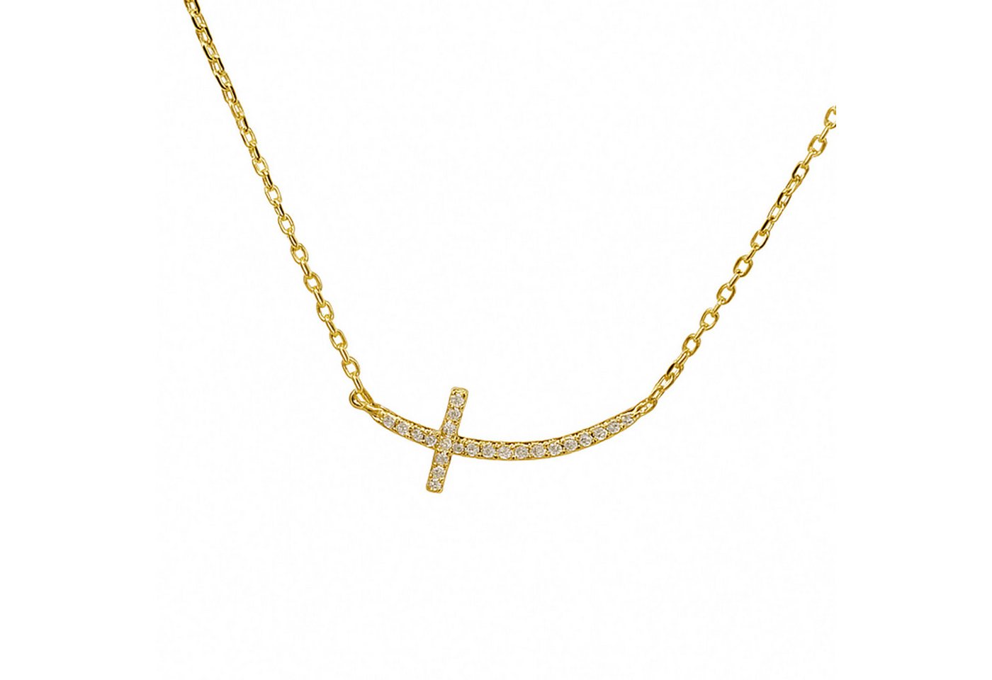Impala Collierkettchen Kreuzkette „Danica“ vergoldet – 925 Silber & Zirkonia von Impala
