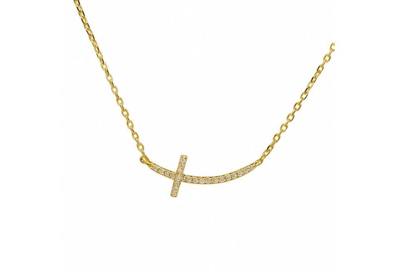 Impala Collierkettchen Kreuzkette „Danica“ vergoldet – 925 Silber & Zirkonia von Impala