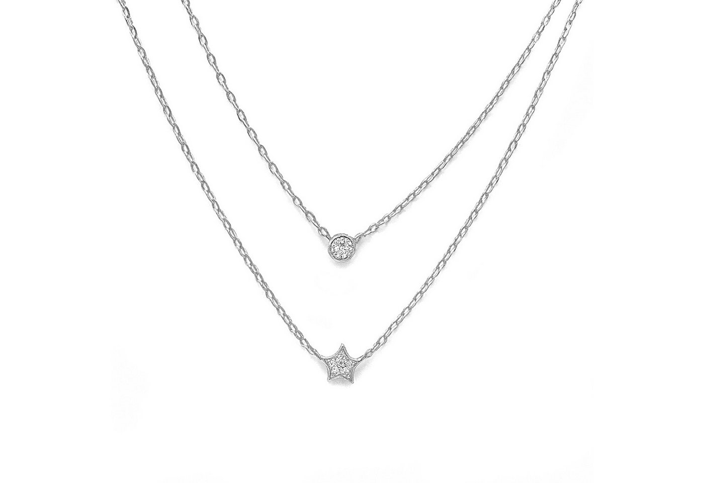 Impala Collierkettchen Layerkette „Stellato“ 925 Silber – Stern & Zirkonia-Kreis von Impala