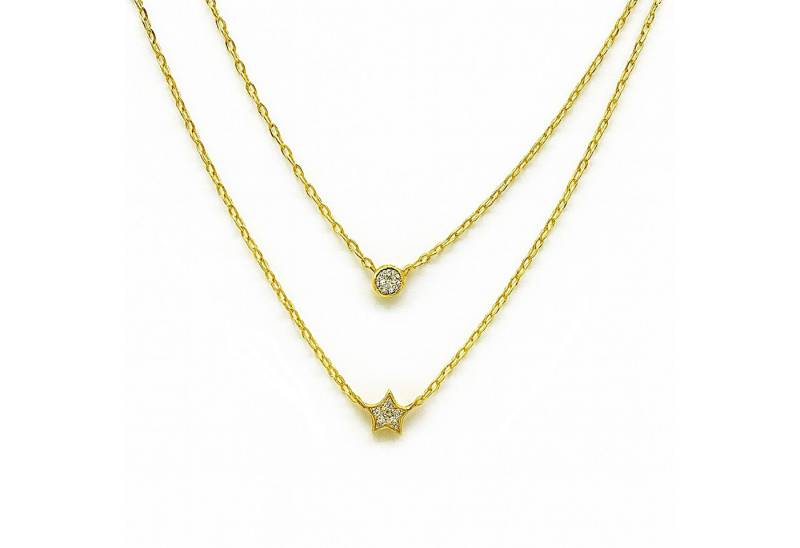 Impala Collierkettchen Layerkette „Stellato“ vergoldet – Stern & Zirkonia-Kreis von Impala
