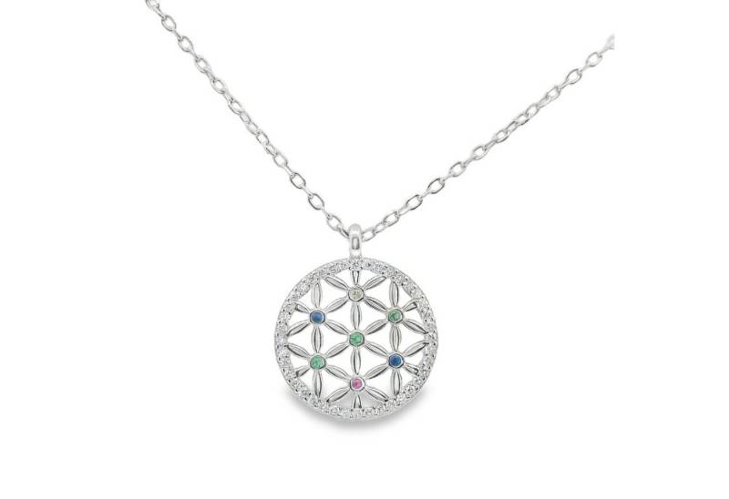 Impala Kette mit Anhänger Blume-des-Lebens Kette 925 Silber rhodiniert – 15 mm, 42+3 cm von Impala