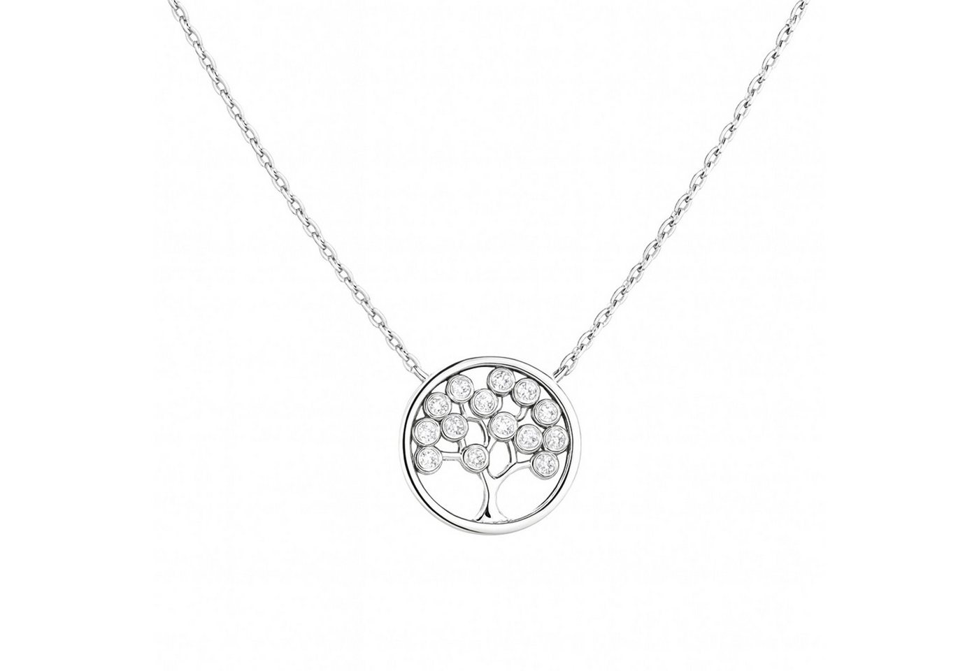 Impala Kette mit Anhänger Halskette „Mirabel“ 925 Silber – Lebensbaum, 14 mm, Zirkonia von Impala