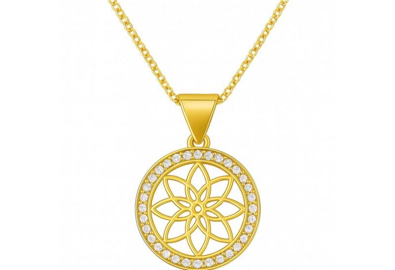 Impala Kette mit Anhänger Vergoldete 925 Silber Halskette – Blume des Lebens Anhänger von Impala