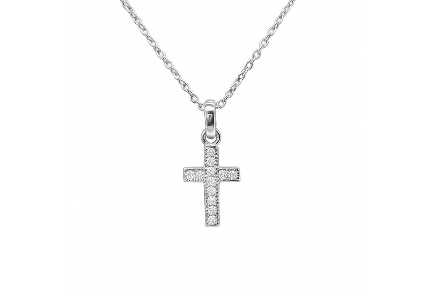 Impala Kreuzkette Kette Little Cross aus 925 Silber mit Zirkonia, Damen Kette mit verstellbarer Kette von Impala
