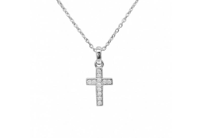 Impala Kreuzkette Kette Little Cross aus 925 Silber mit Zirkonia, Damen Kette mit verstellbarer Kette von Impala