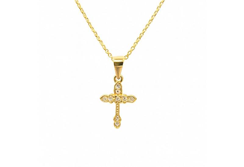 Impala Kreuzkette Vergoldete Kette „Little Saint“ mit Kreuz & Zirkonia von Impala