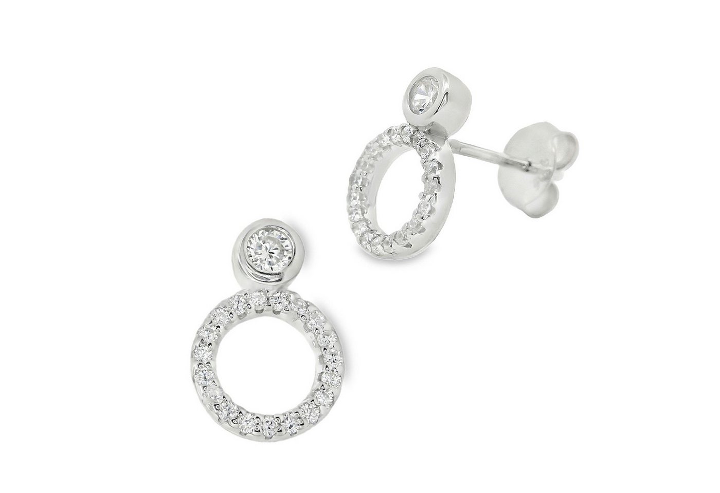 Impala Paar Ohrstecker "Anastasia" aus 925 Silber rhodiniert mit Zirkonia, 925 Sterling Silber, Silberschmuck für Damen von Impala