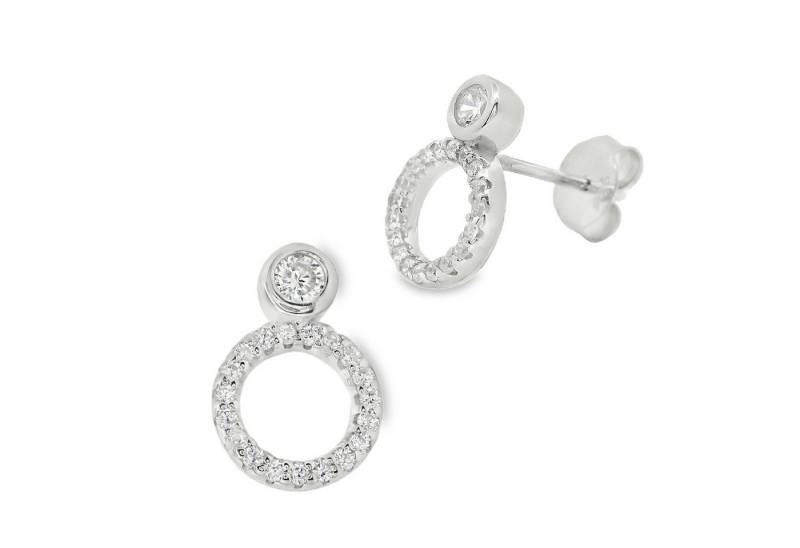 Impala Paar Ohrstecker "Anastasia" aus 925 Silber rhodiniert mit Zirkonia, 925 Sterling Silber, Silberschmuck für Damen von Impala