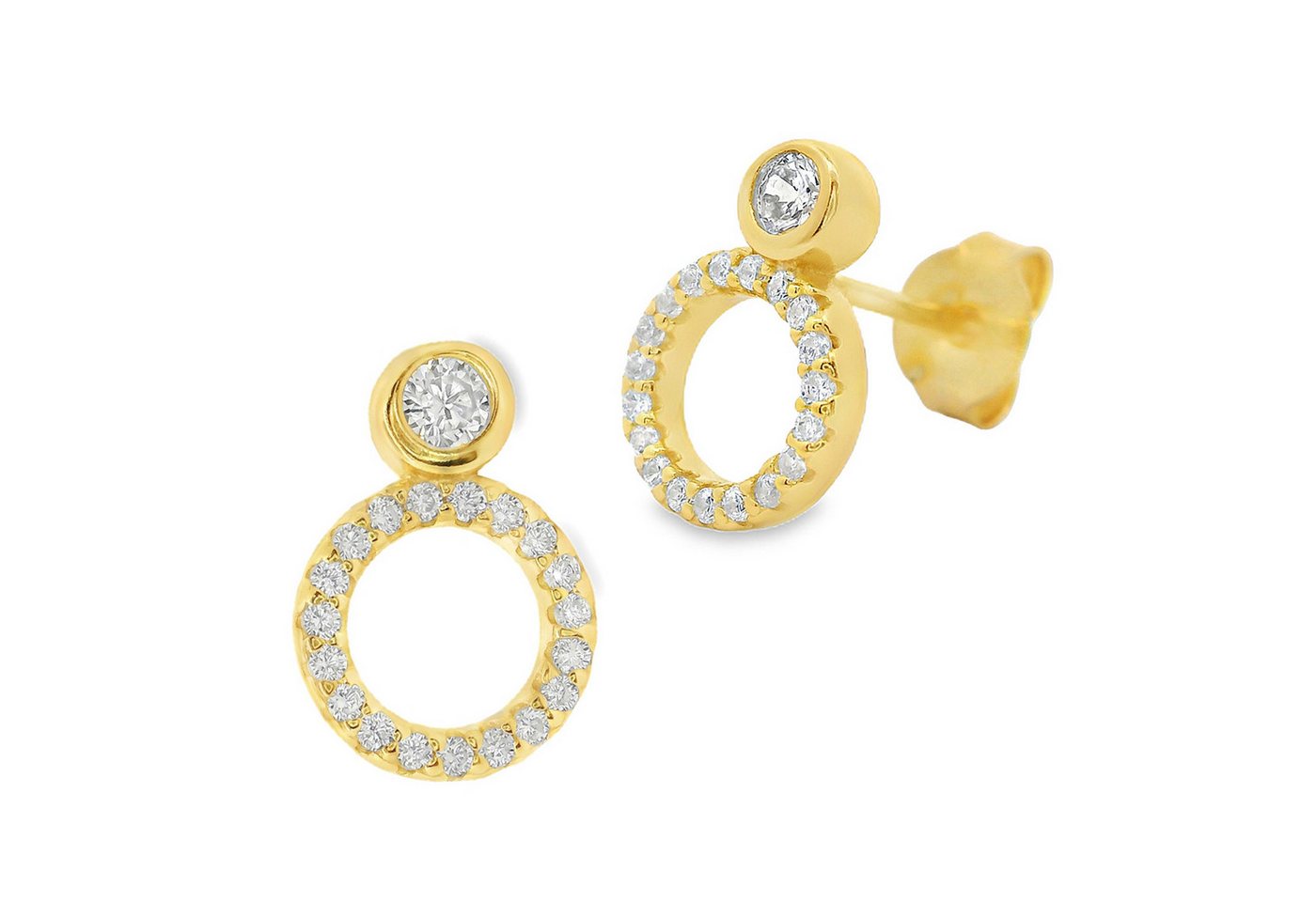 Impala Paar Ohrstecker "Anastasia" aus 925 Silber vergoldet mit Zirkonia, 925 Silber vergoldet, vergoldeter Schmuck für Damen, mit Zirkonia von Impala