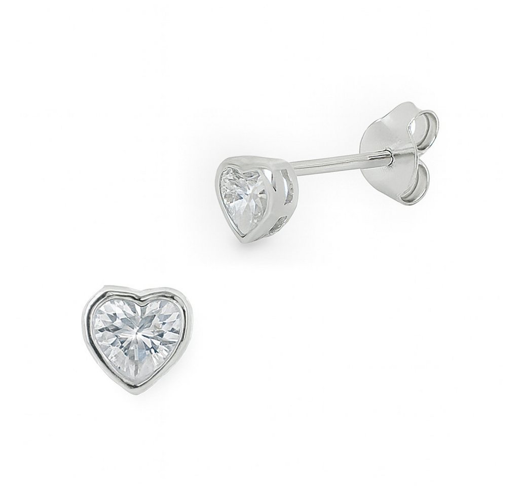 Impala Paar Ohrstecker Herz "Nika" aus 925 Silber mit Zirkonia, 925 Sterling Silber, Silberschmuck für Damen, mit Zirkonia von Impala