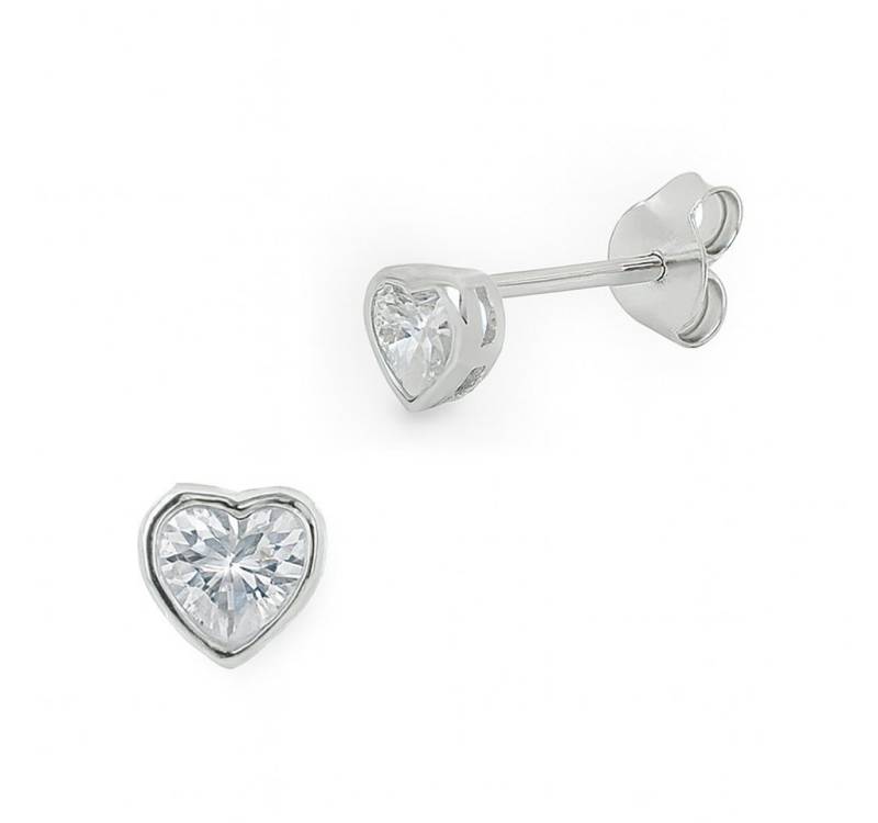 Impala Paar Ohrstecker Herz "Nika" aus 925 Silber mit Zirkonia, 925 Sterling Silber, Silberschmuck für Damen, mit Zirkonia von Impala