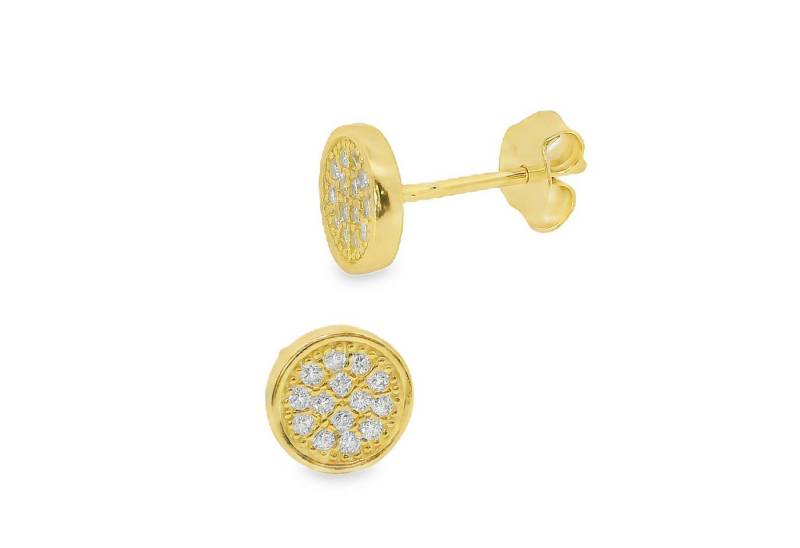 Impala Paar Ohrstecker "Mariella" aus 925 Silber vergoldet – 7 mm, 925 Sterling Silber vergoldet, Silberschmuck für Damen, mit Zirkonia von Impala