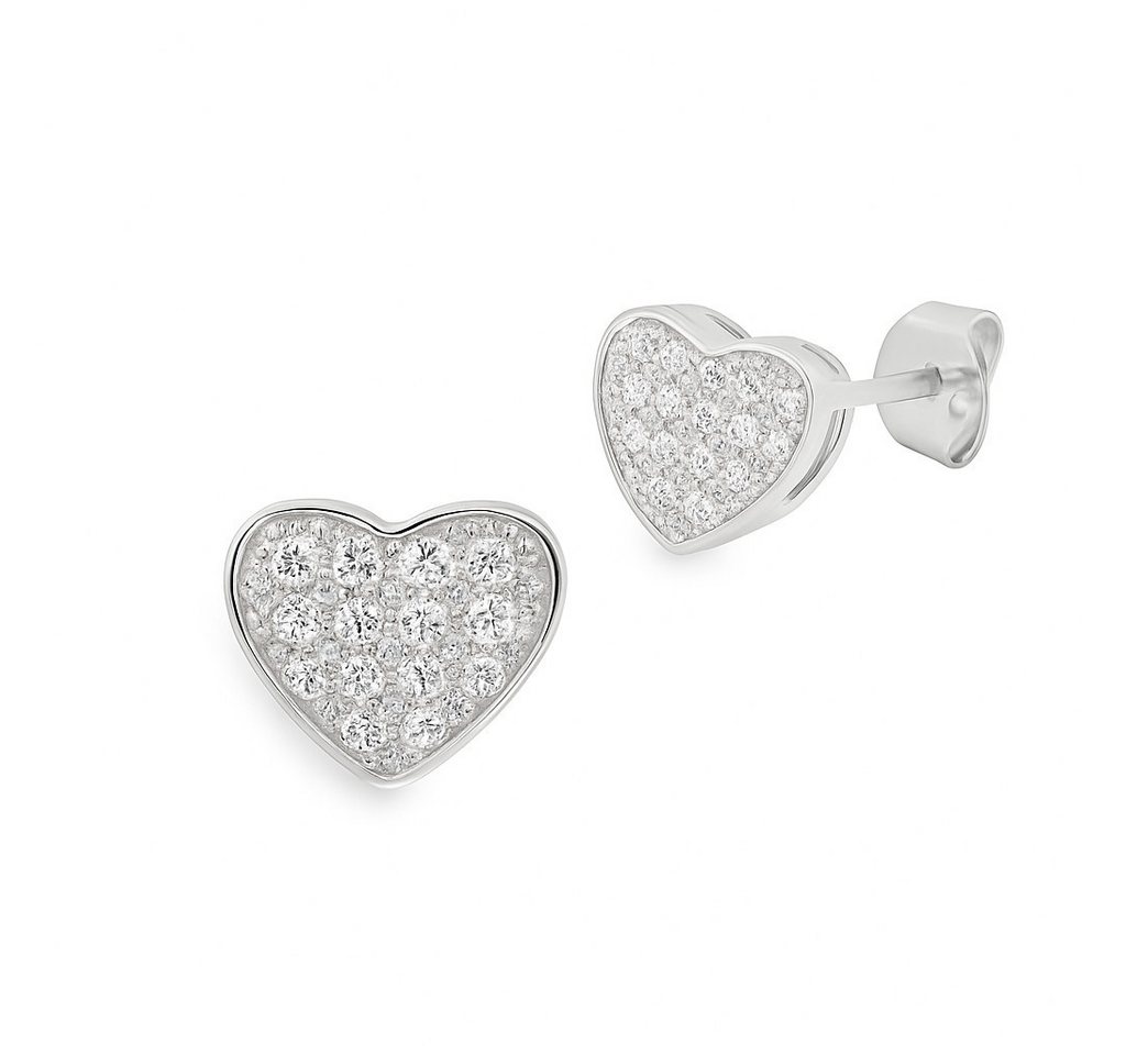 Impala Paar Ohrstecker Nicoletta Ohrstecker Herz aus 925 Silber mit Zirkonia, 925 Sterling Silber, Silberschmuck für Damen von Impala