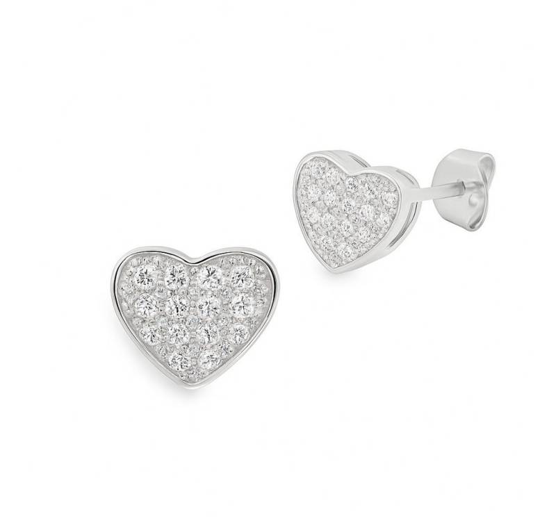 Impala Paar Ohrstecker Nicoletta Ohrstecker Herz aus 925 Silber mit Zirkonia, 925 Sterling Silber, Silberschmuck für Damen von Impala