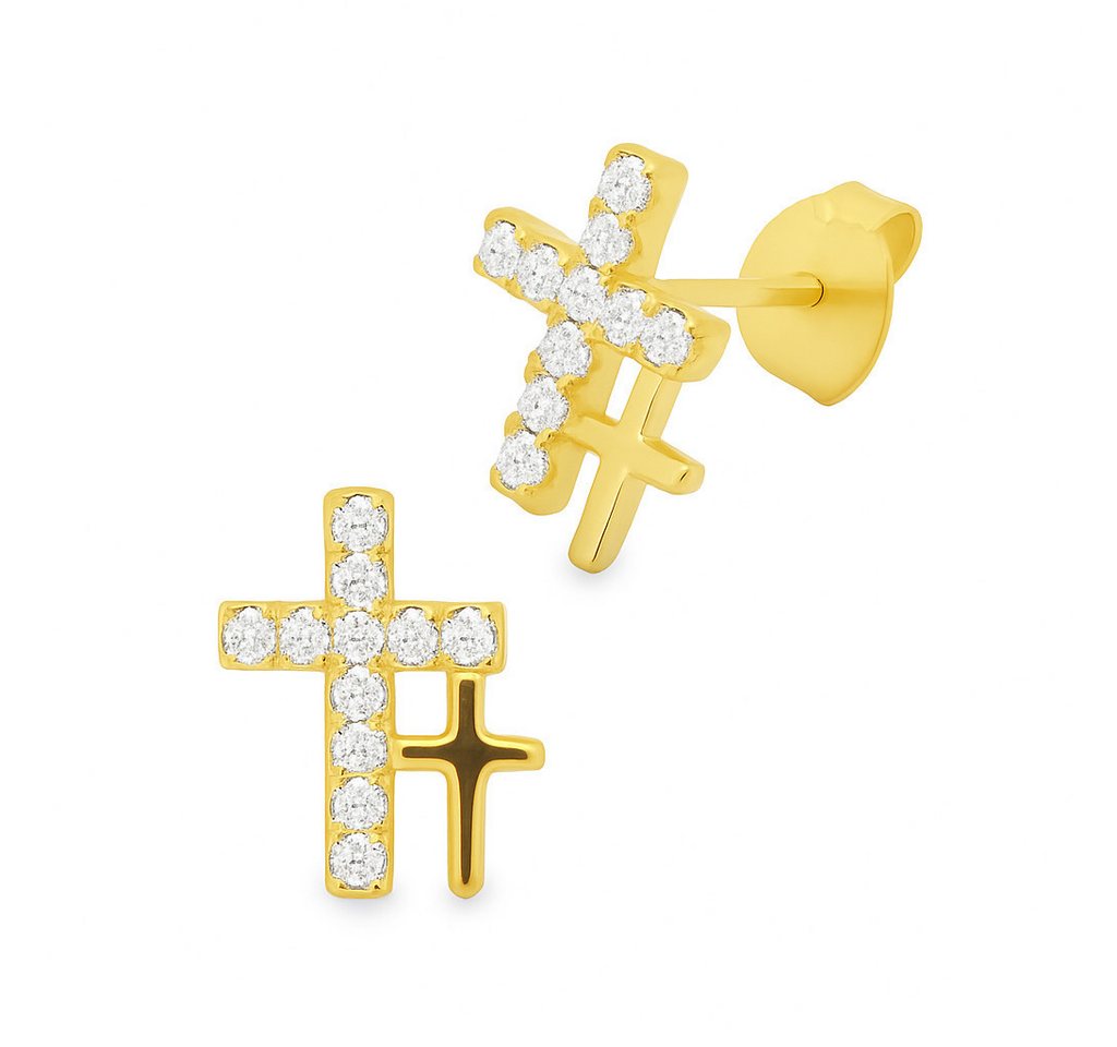 Impala Paar Ohrstecker Santini aus 925 Silber vergoldet mit Zirkonia, 925 Silber vergoldet, Ohrstecker für Damen, mit Zirkonia von Impala