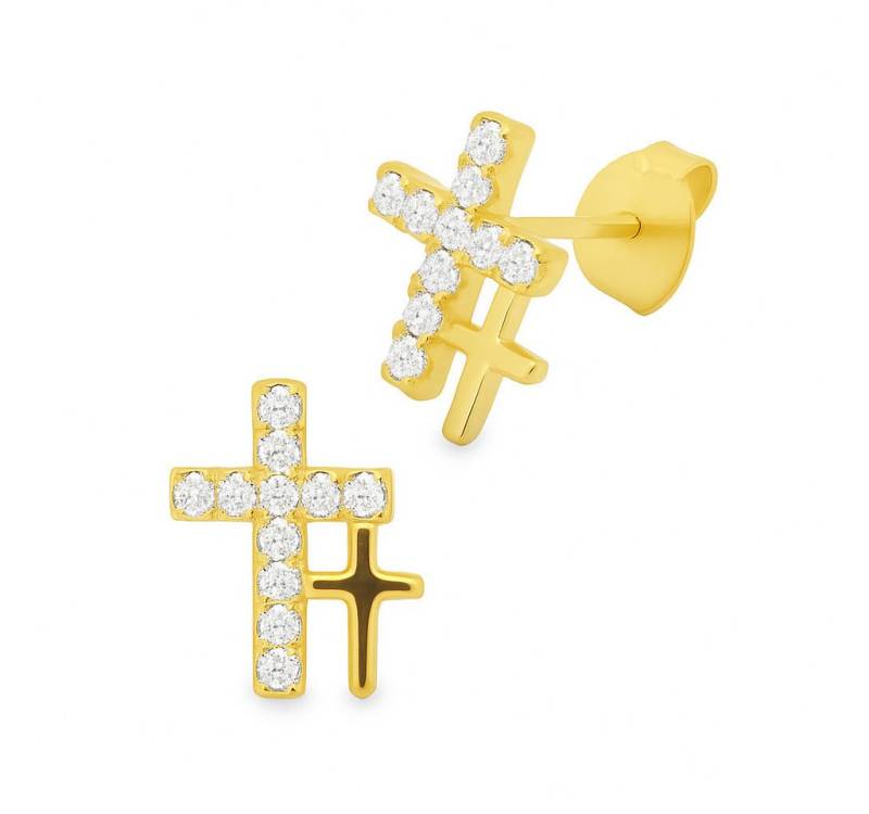 Impala Paar Ohrstecker Santini aus 925 Silber vergoldet mit Zirkonia, 925 Silber vergoldet, Ohrstecker für Damen, mit Zirkonia von Impala