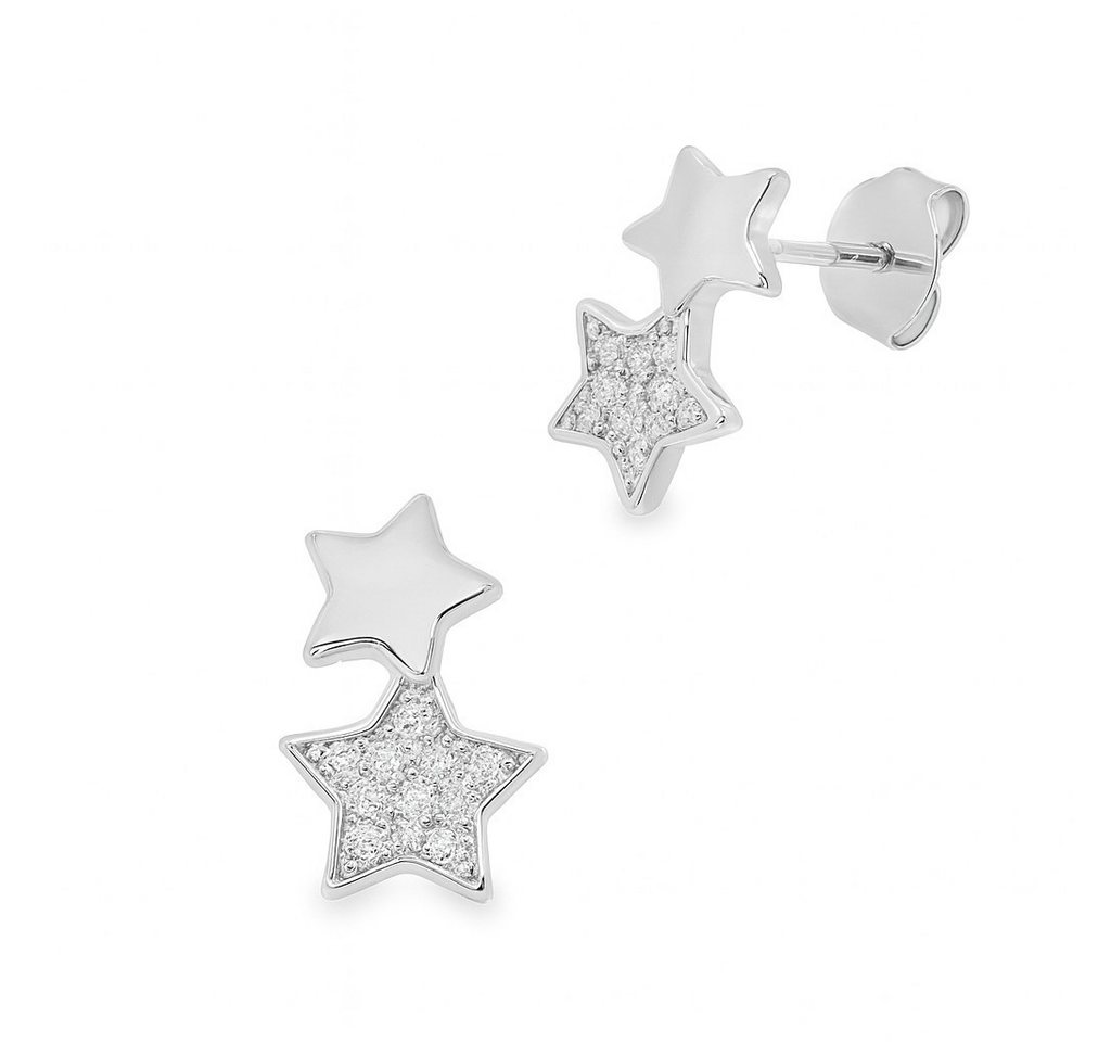 Impala Paar Ohrstecker Shooting Star aus 925 Silber mit Zirkonia, 925 Silber, Silberschmuck für Damen, mit Zirkonia von Impala