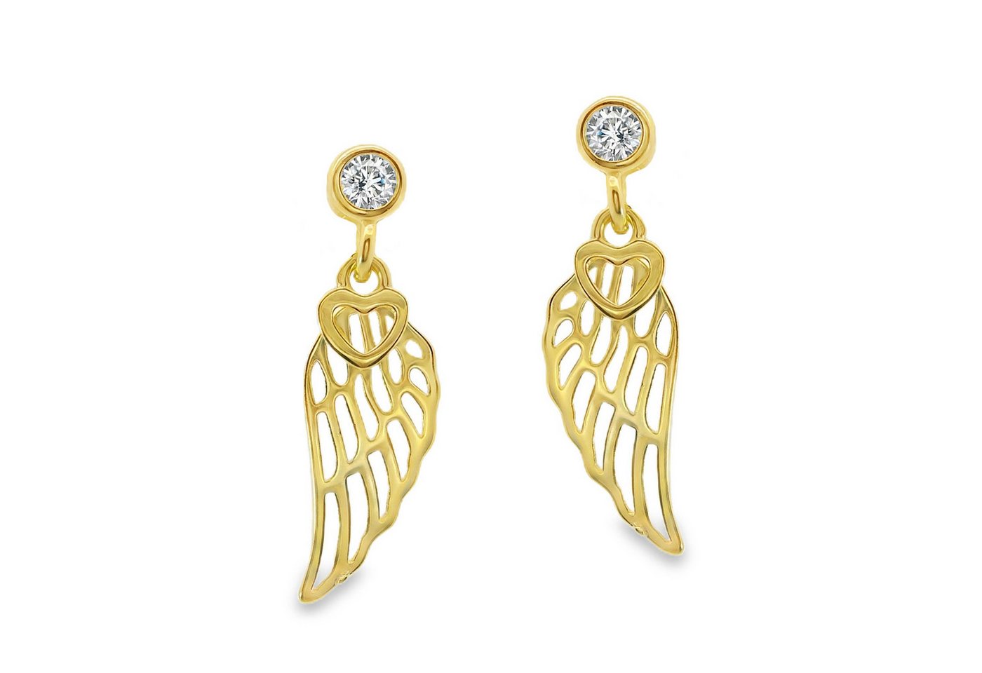 Impala Paar Ohrstecker Wing Ohrstecker Flügel aus 925 Silber vergoldet, 925 Sterling Silber vergoldet, mit Zirkonia, Ohrstecker für Damen von Impala