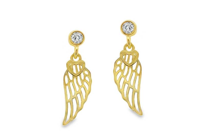 Impala Paar Ohrstecker Wing Ohrstecker Flügel aus 925 Silber vergoldet, 925 Sterling Silber vergoldet, mit Zirkonia, Ohrstecker für Damen von Impala