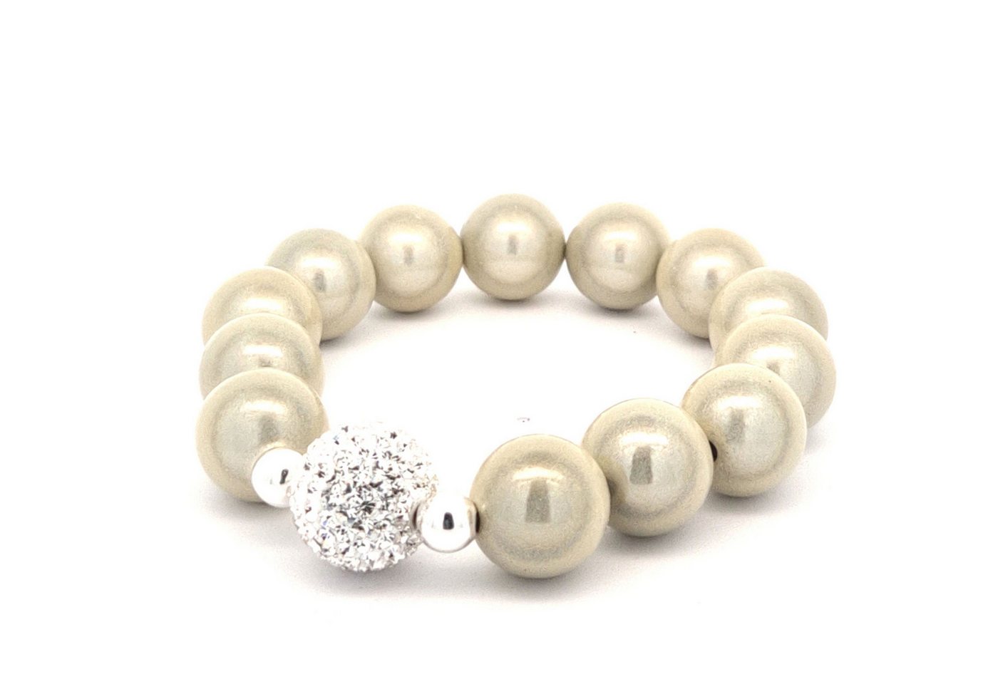 Impala Perlenarmband Glanzvolles 14-mm Perlenarmband mit funkelnder Shamballa-Perle von Impala