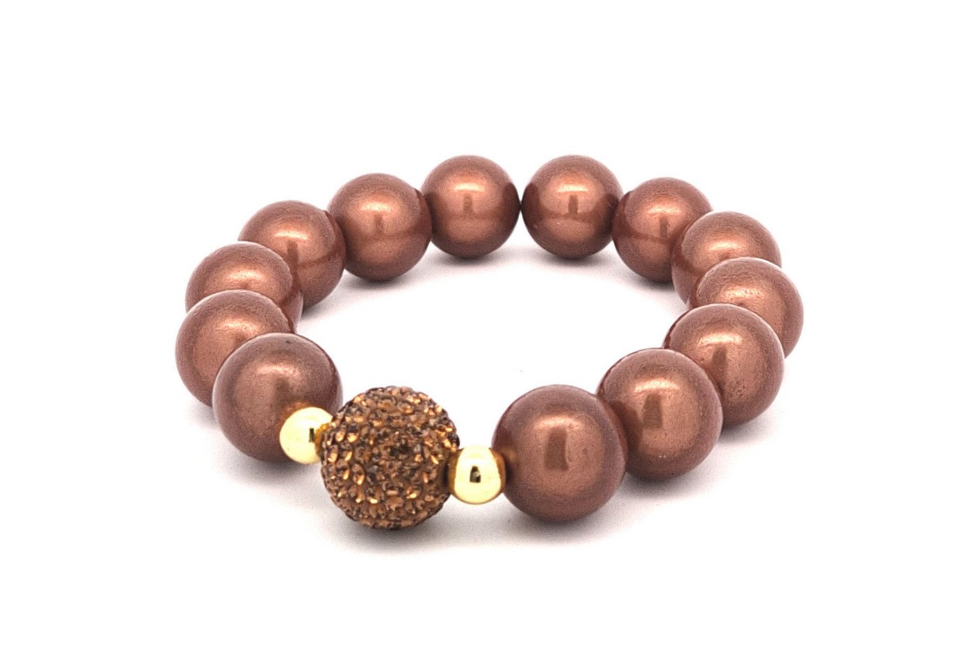 Impala Perlenarmband Glanzvolles 14-mm Perlenarmband mit funkelnder Shamballa-Perle von Impala