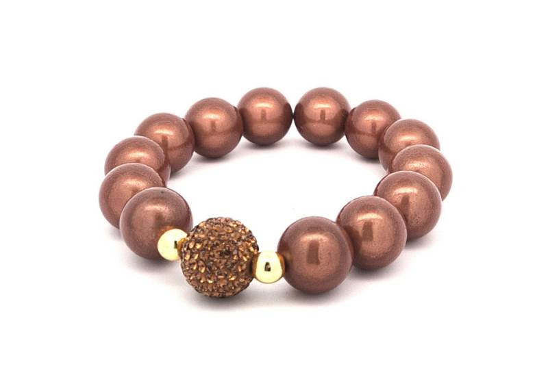 Impala Perlenarmband Glanzvolles 14-mm Perlenarmband mit funkelnder Shamballa-Perle von Impala