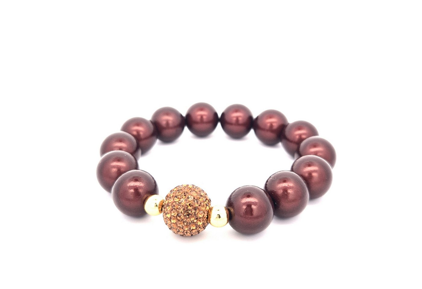 Impala Perlenarmband Glanzvolles 14-mm Perlenarmband mit funkelnder Shamballa-Perle von Impala