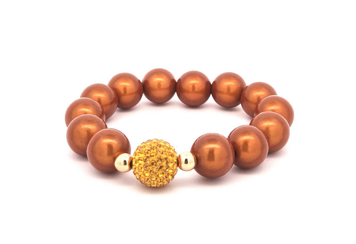 Impala Perlenarmband Glanzvolles 14-mm Perlenarmband mit funkelnder Shamballa-Perle von Impala