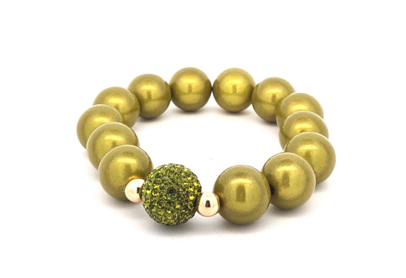 Impala Perlenarmband Glanzvolles 14-mm Perlenarmband mit funkelnder Shamballa-Perle von Impala