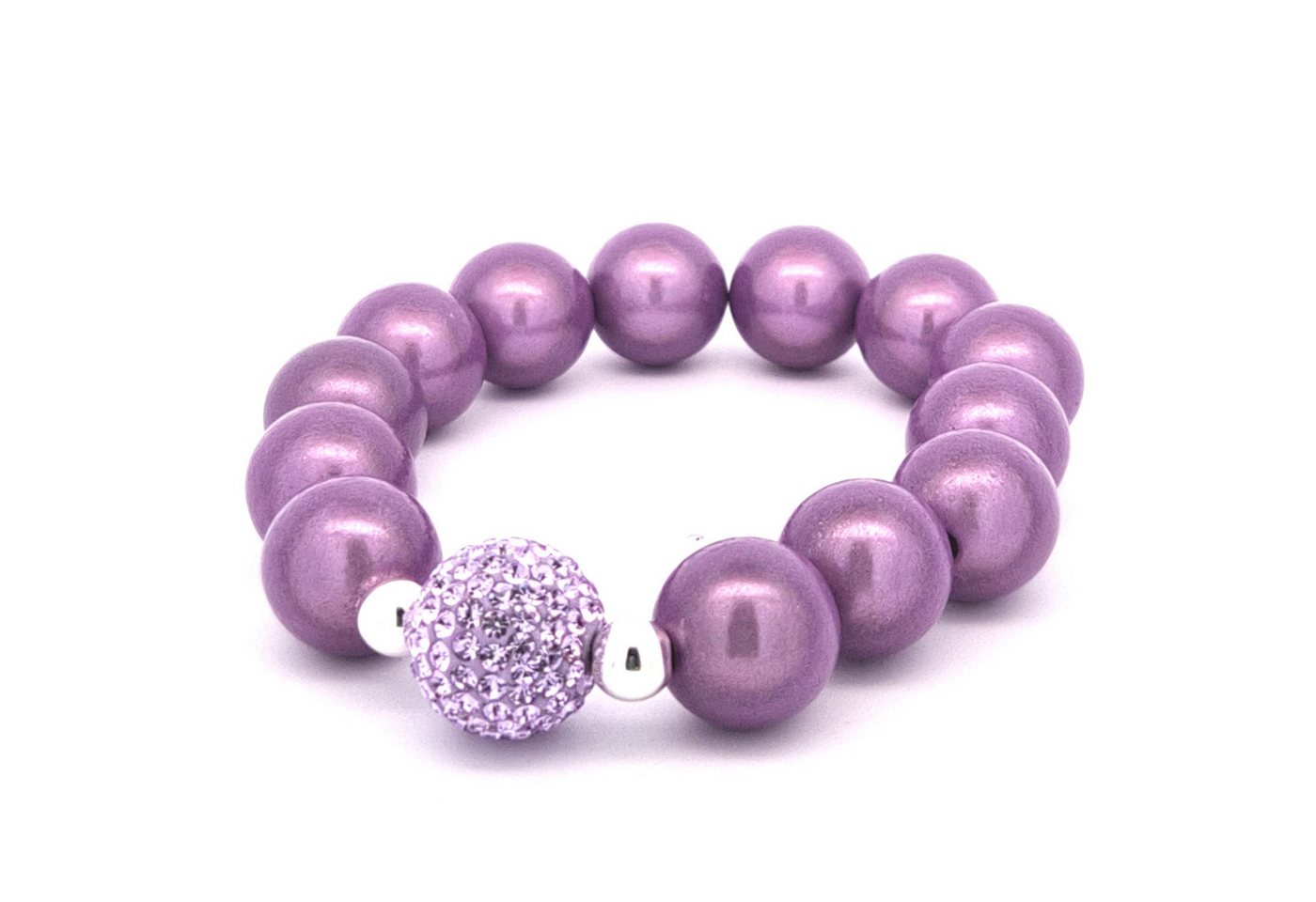 Impala Perlenarmband Glanzvolles 14-mm Perlenarmband mit funkelnder Shamballa-Perle von Impala