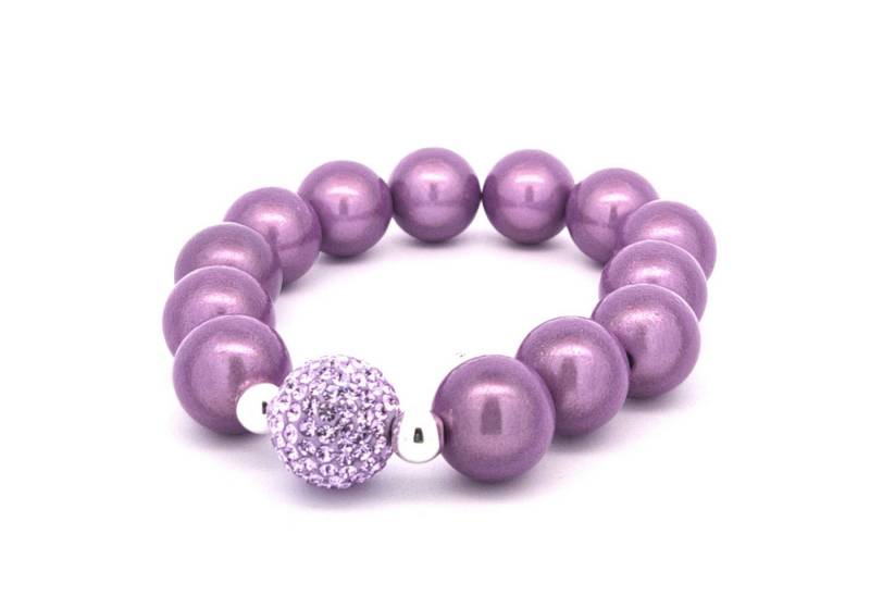 Impala Perlenarmband Glanzvolles 14-mm Perlenarmband mit funkelnder Shamballa-Perle von Impala
