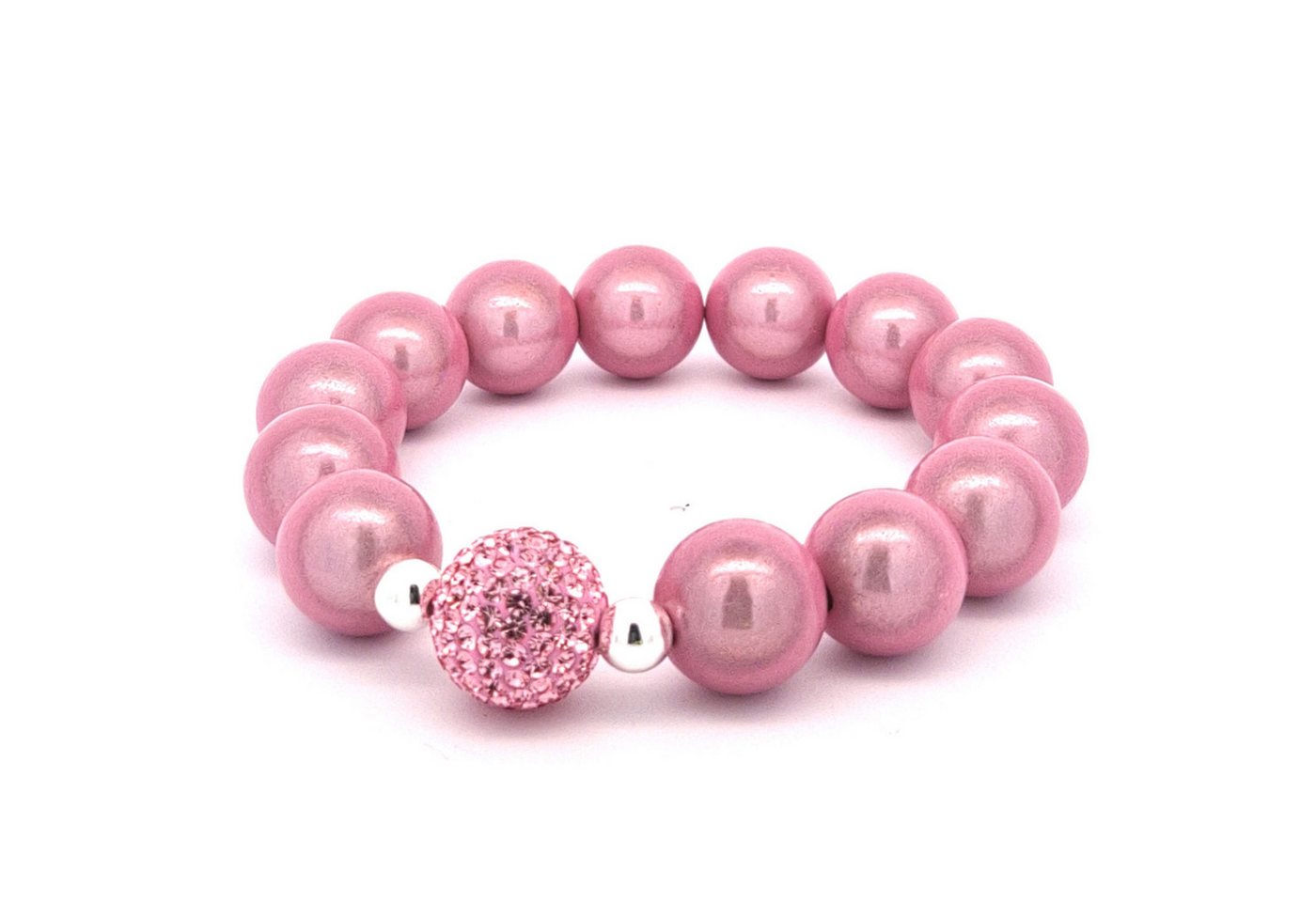 Impala Perlenarmband Glanzvolles 14-mm Perlenarmband mit funkelnder Shamballa-Perle von Impala