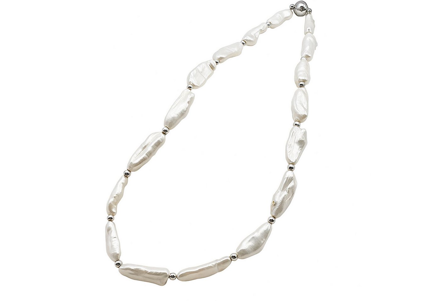 Impala Perlenkette Kette Freya – Eleganz aus Süßwasserperlen & versilberten Hämatitperlen von Impala