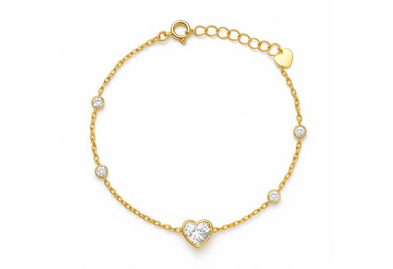 Impala Silberarmband Vergoldetes Armband Amora mit Herz & Zirkonia von Impala