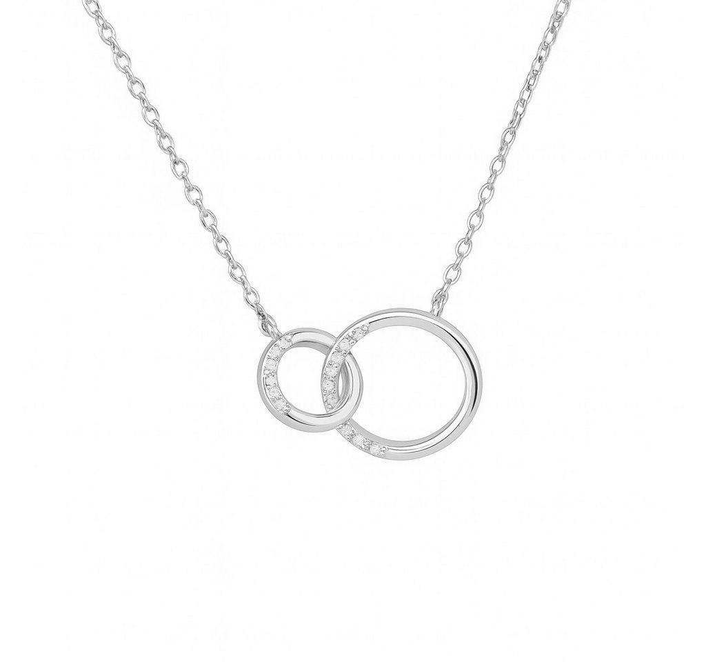 Impala Silberkette Kette 925 Silber rhodiniert mit verbundenen Zirkonia-Kreisen – 42+3 cm von Impala