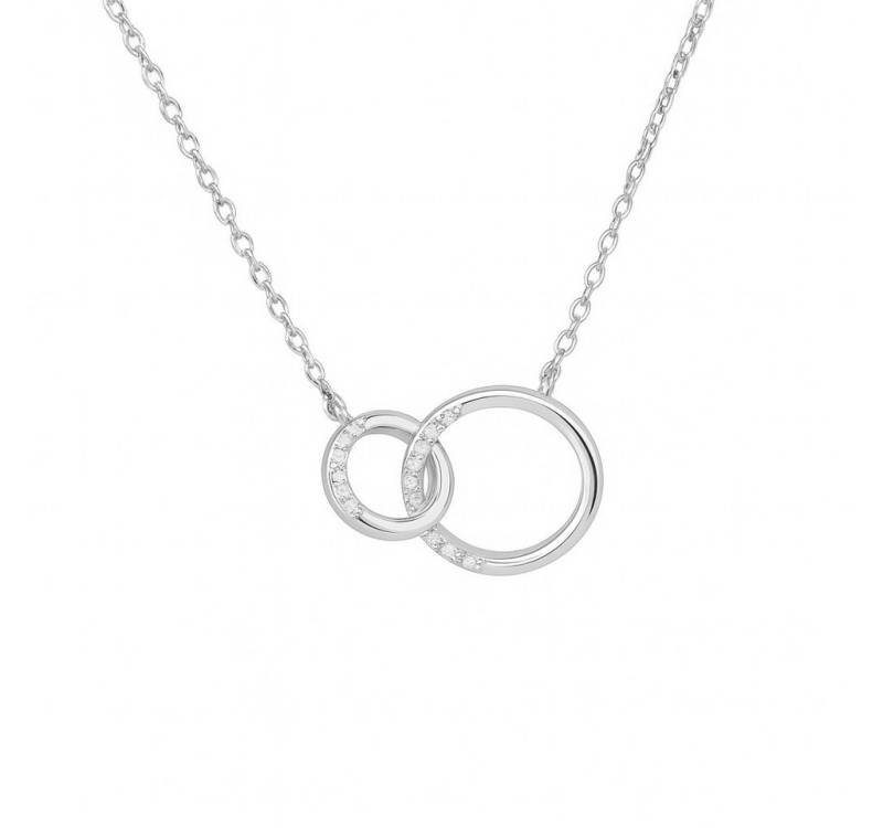 Impala Silberkette Kette 925 Silber rhodiniert mit verbundenen Zirkonia-Kreisen – 42+3 cm von Impala