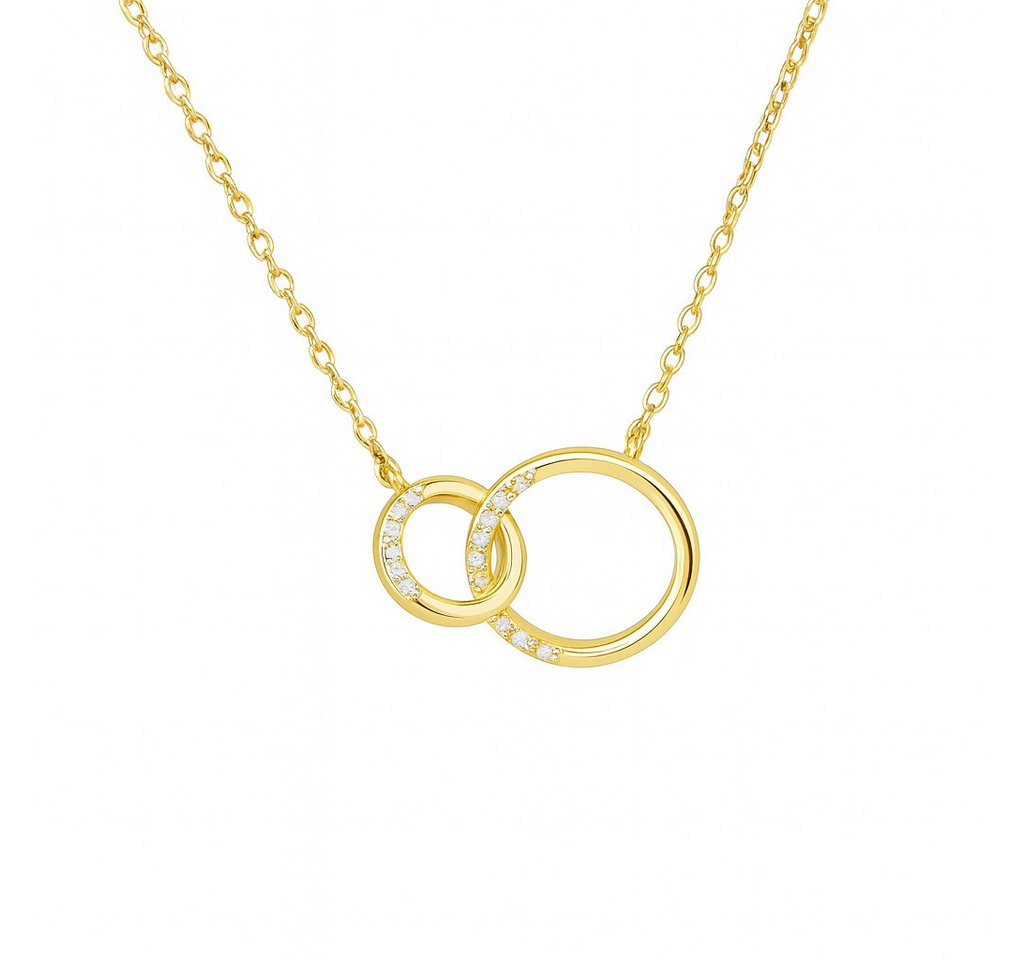 Impala Silberkette Vergoldete Zirkonia Kreis-Kette 925 Silber, 42+3 cm von Impala