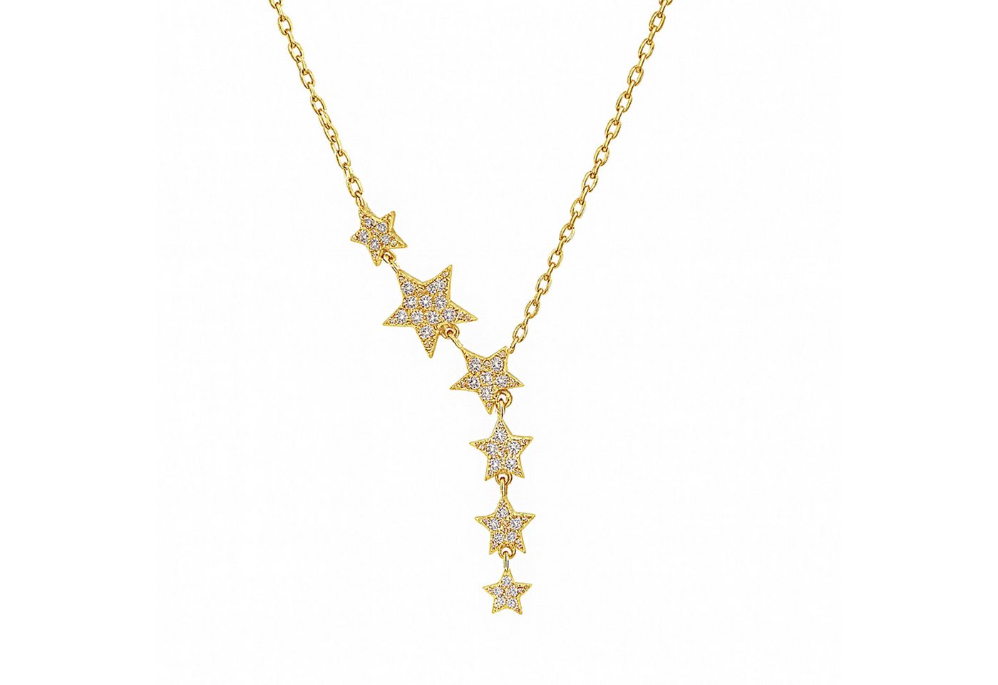 Impala Y-Kette Vergoldete 6-Sterne Zirkonia Halskette 925 Silber – 42+3 cm von Impala