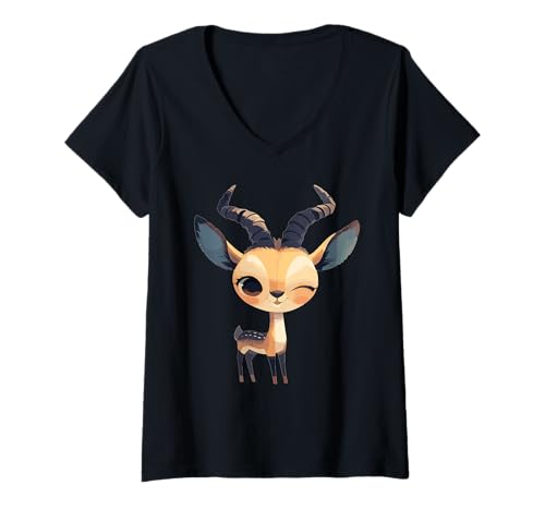 Damen Impalas Impala T-Shirt mit V-Ausschnitt Damen Impalas Impala T-Shirt mit V-Ausschnitt von Impalas Impala Tier Shop