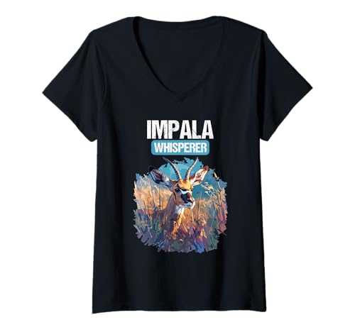 Damen Impalas Impala T-Shirt mit V-Ausschnitt Damen Impalas Impala T-Shirt mit V-Ausschnitt von Impalas Impala Tier Shop