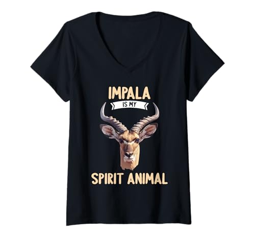 Damen Impalas Impala T-Shirt mit V-Ausschnitt Damen Impalas Impala T-Shirt mit V-Ausschnitt von Impalas Impala Tier Shop